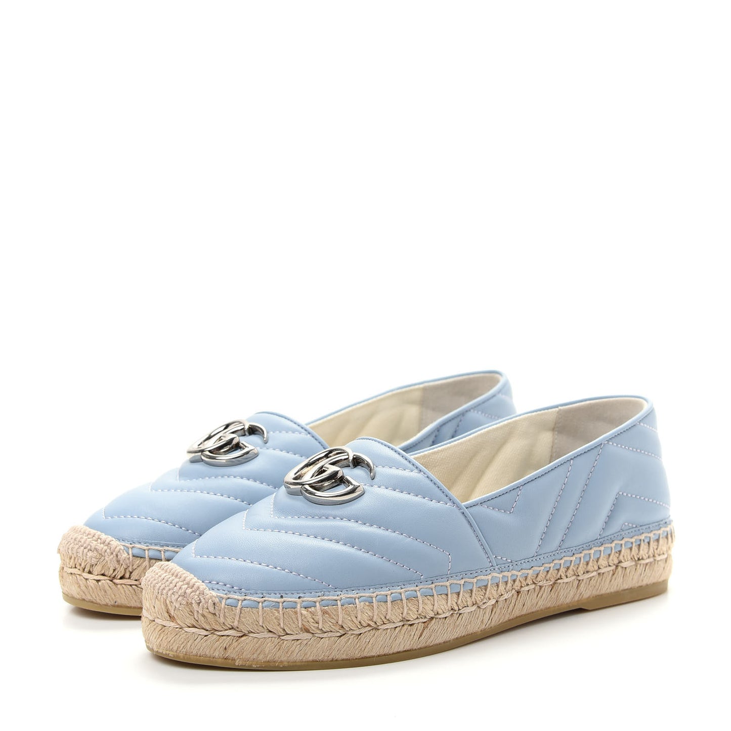 Nappa Matelasse GG Marmont Espadrilles 36 Porcelain Light Blue