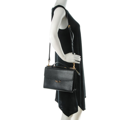 Fendi Vitello Elite Flamingo Demi Jour Shoulder Bag Black 2 of 8