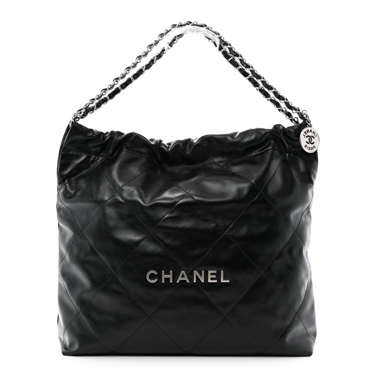 Shiny Calfskin Quilted Chanel 22 Black