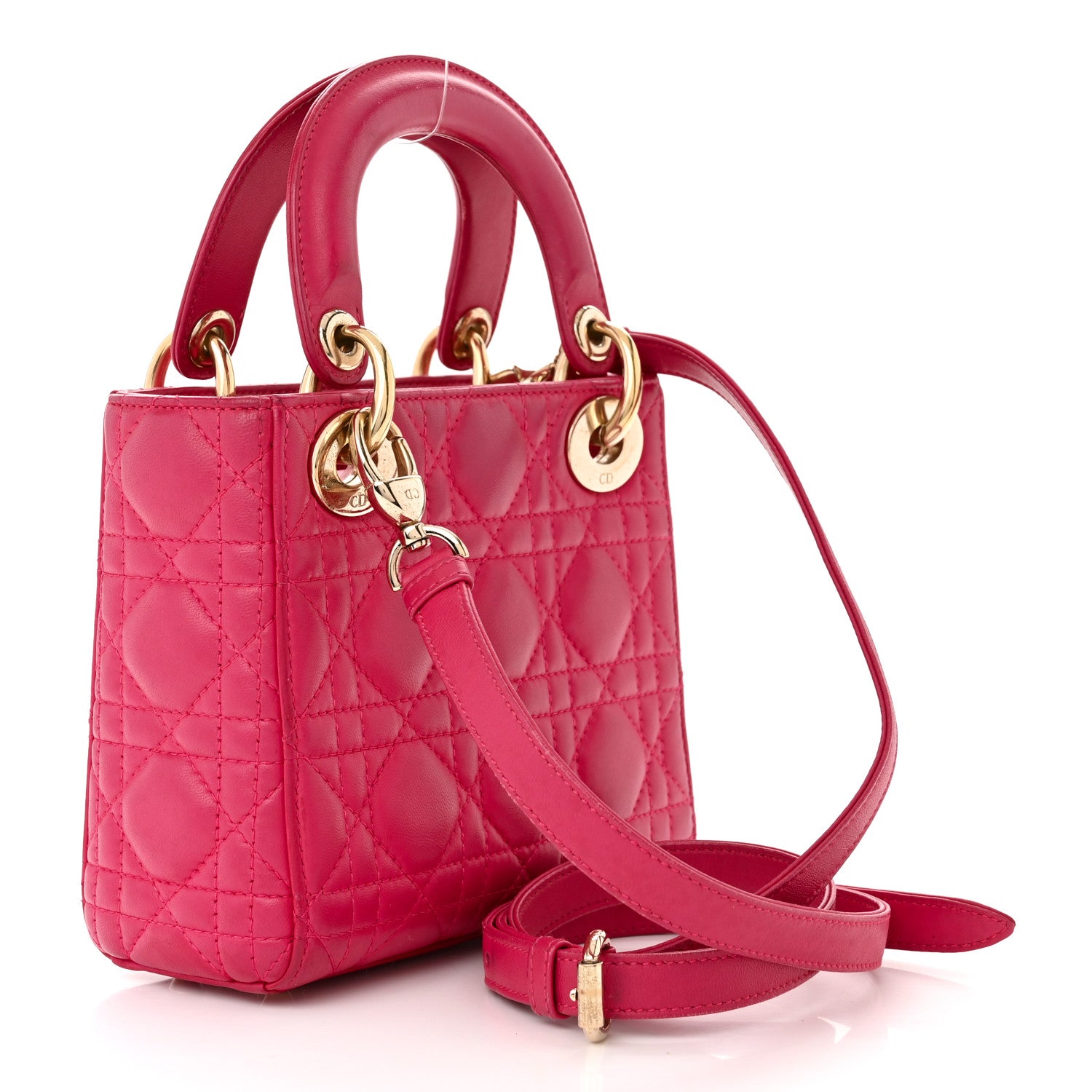 Christian Dior Lambskin Cannage Mini Lady Dior Fuchsia 3 of 12