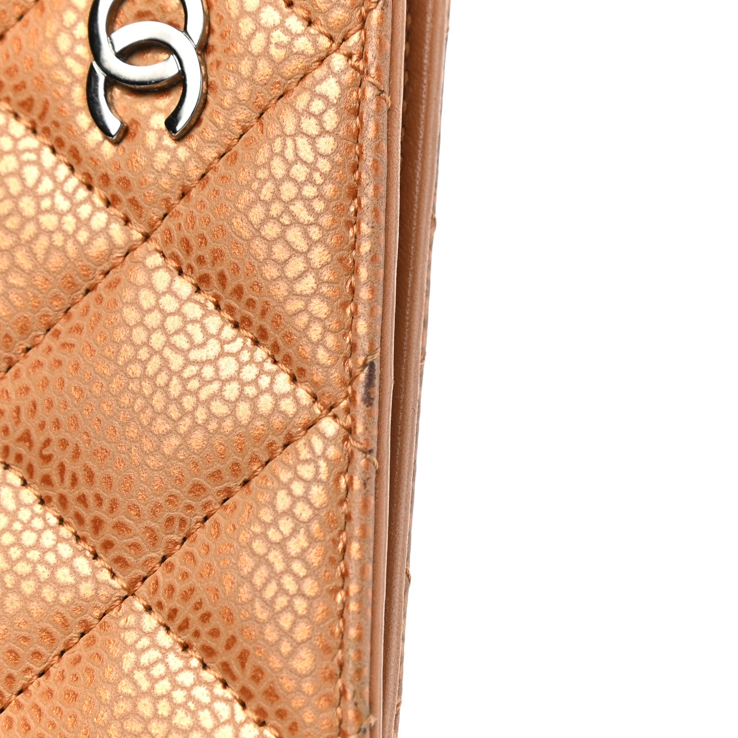 Chanel Metallic Caviar Quilted Yen Wallet Gold 11 of 11