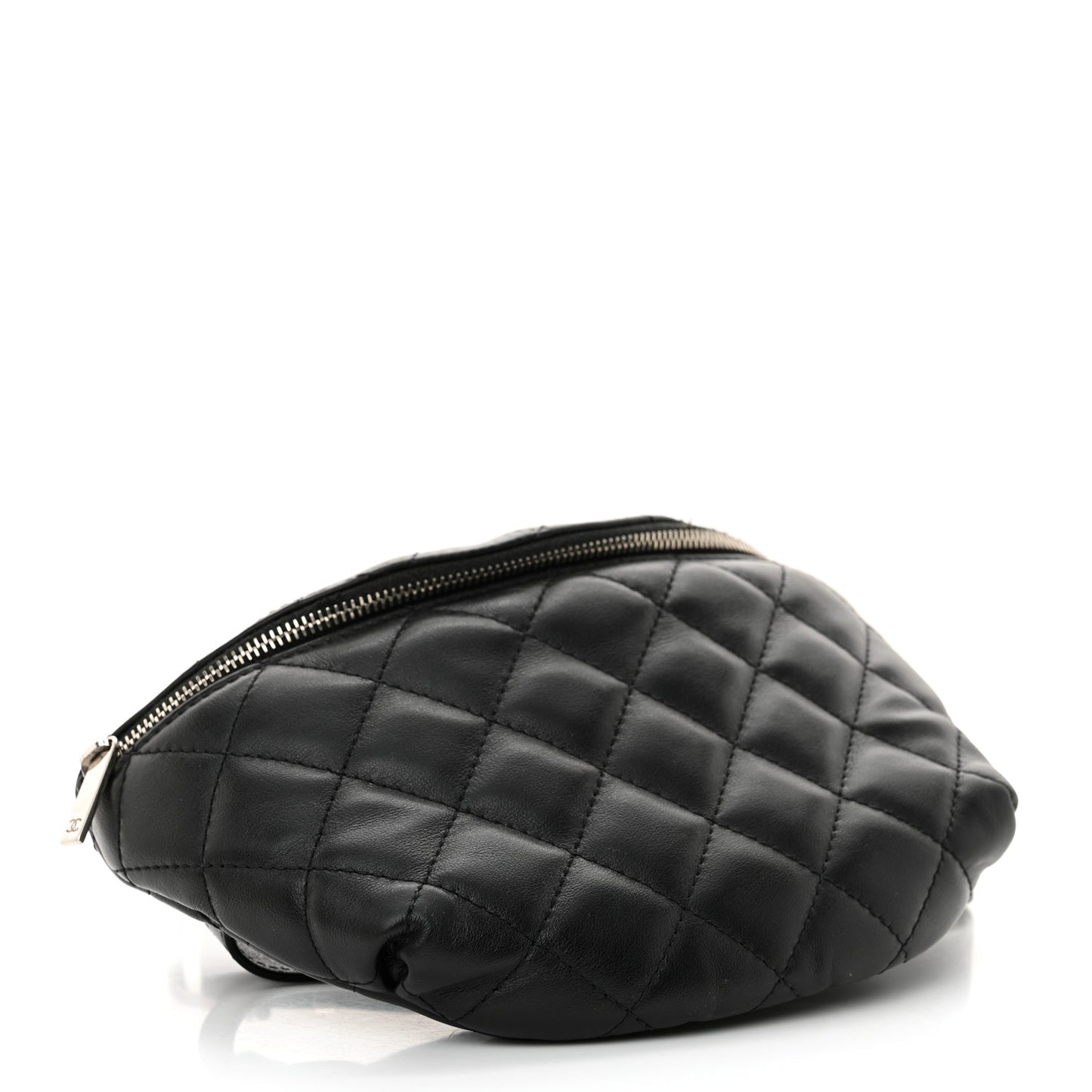 Calfskin Quilted Waist Belt Bag Black
