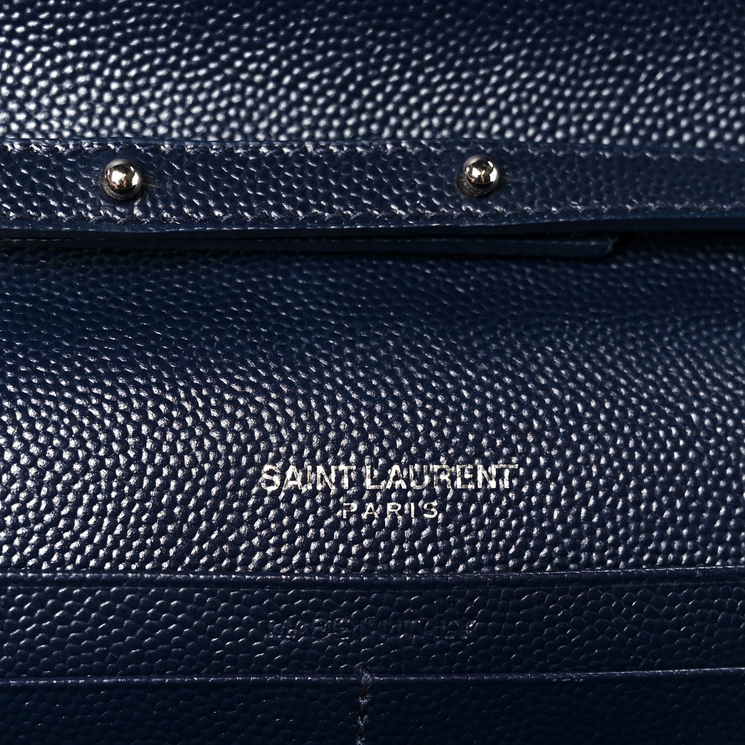 Saint Laurent Grain De Poudre Matelasse Chevron Monogram Chain Wallet Deep Marine 6 of 9