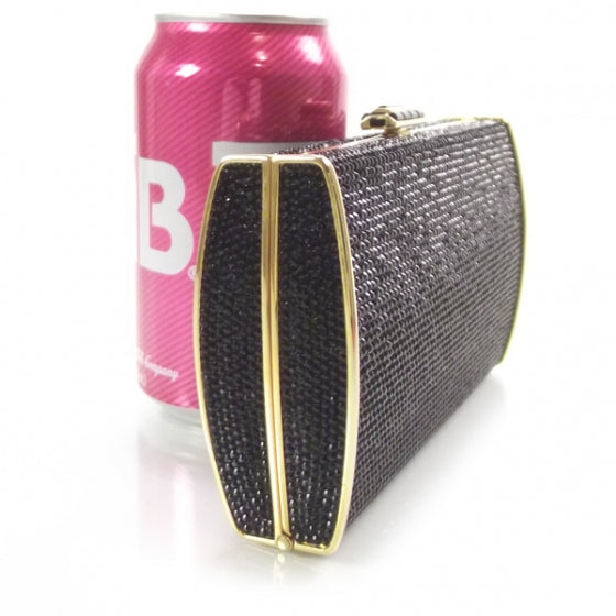 Judith Leiber Swarovski Crystal Minaudiere Clutch Black/Gold 3 of 10