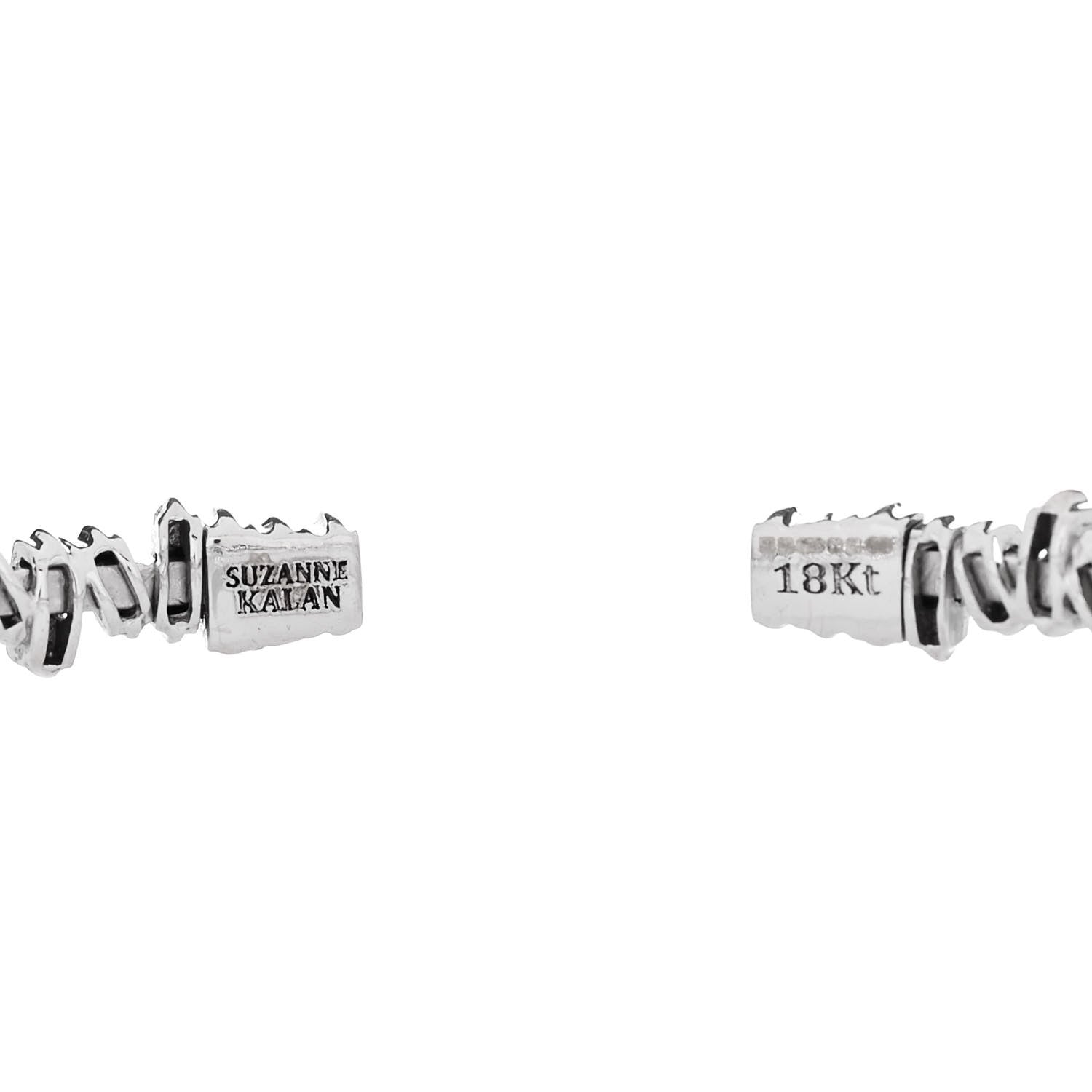 Suzanne Kalan 18K White Gold Diamond Fireworks Classic Baguette Bangle Bracelet 3 of 3
