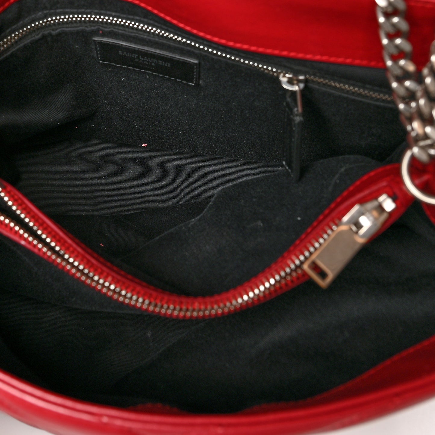 Calfskin Y Quilted Monogram Medium Loulou Chain Satchel Lipstick Red