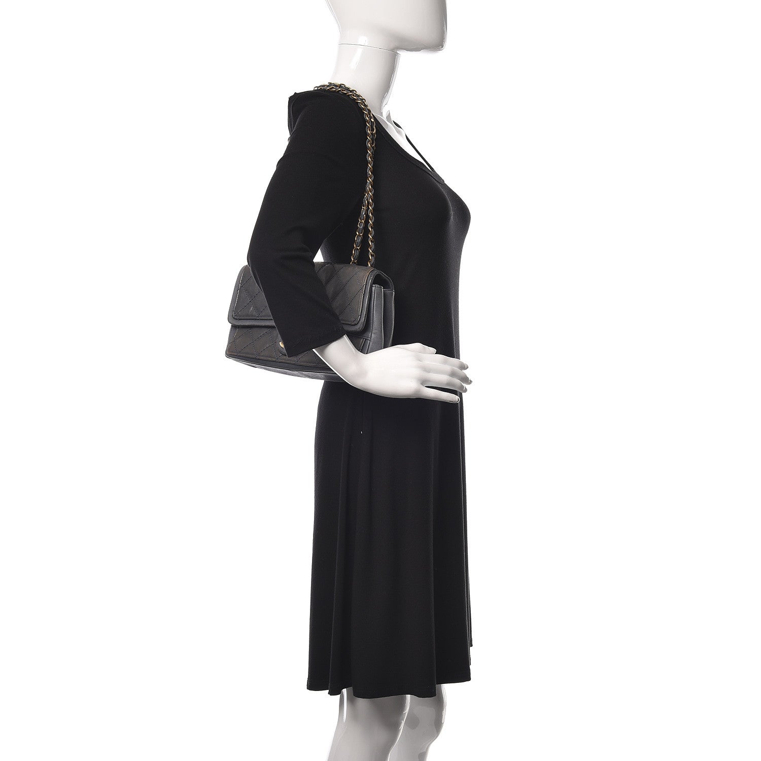 Chanel Calfskin Stitched Two Tone Flap Blue 3 of 23