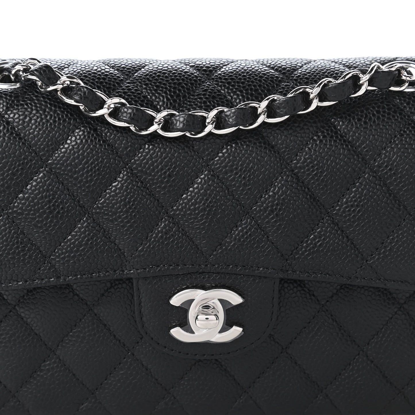 Caviar Quilted Small Double Flap Black