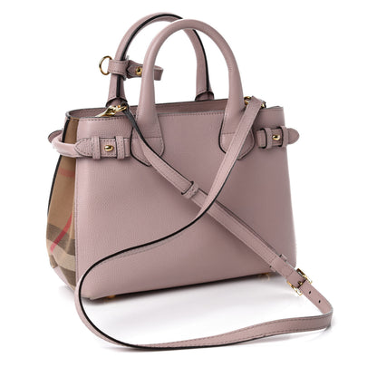 Burberry Grainy Calfskin House Check Small Banner Tote Pale Orchid 4 of 11