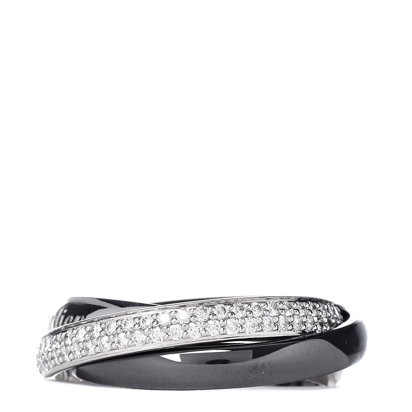 18K White Gold Platinum Diamond Ceramic Small Trinity Ring 53 6.25