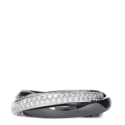 Cartier 18K White Gold Platinum Diamond Ceramic Small Trinity Ring 53 6.25 3 of 5