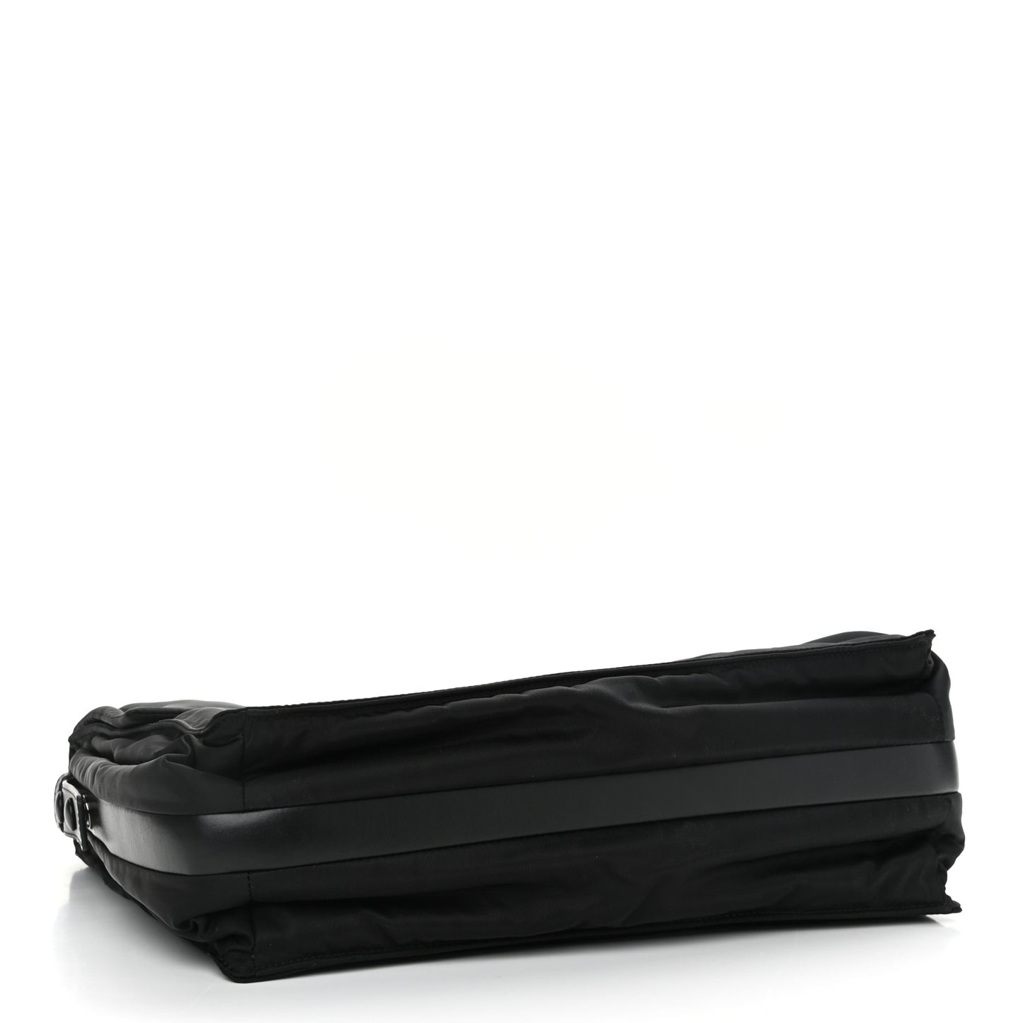 Re-Nylon Vitello Padded Large Flap Shoulder Bag Black