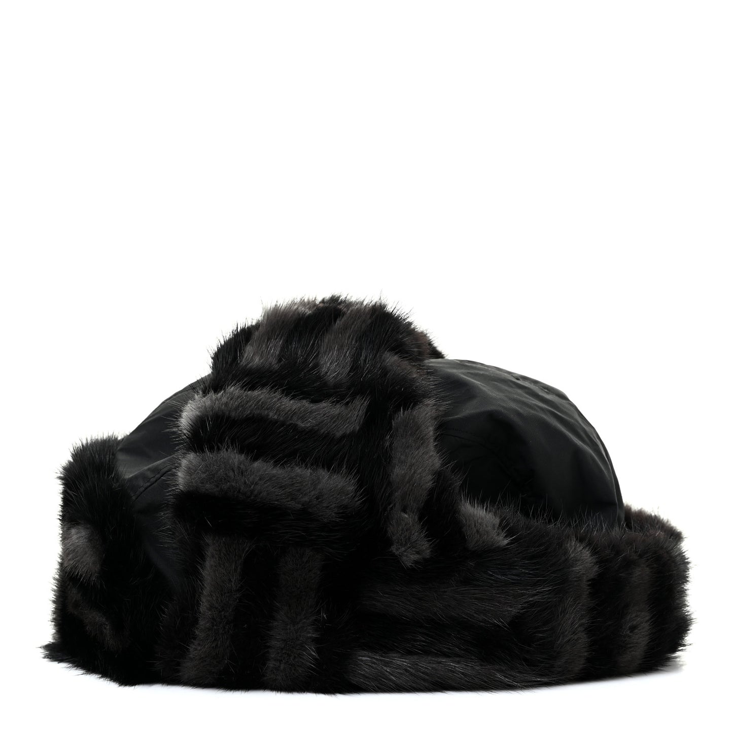 Polyester Silk Mink Fur Hat Black