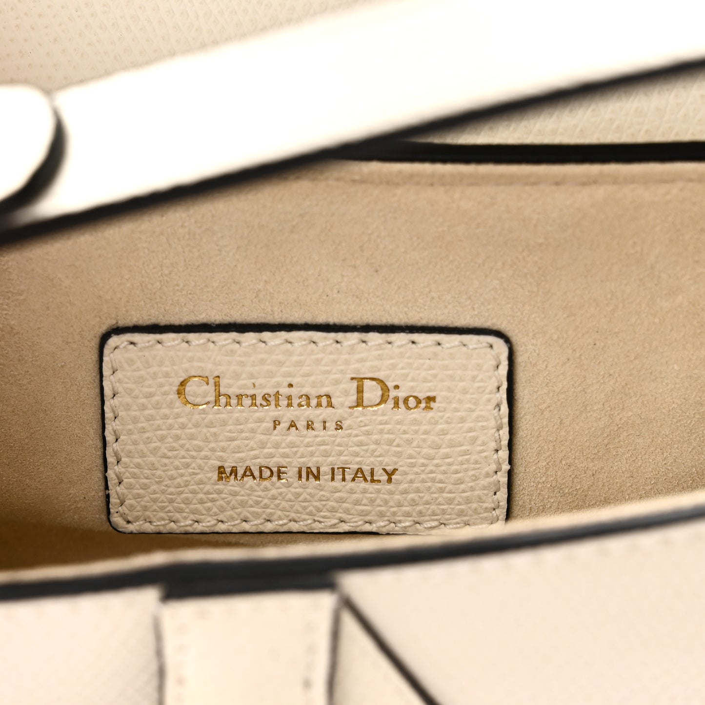 Grained Calfskin Mini Saddle Bag White