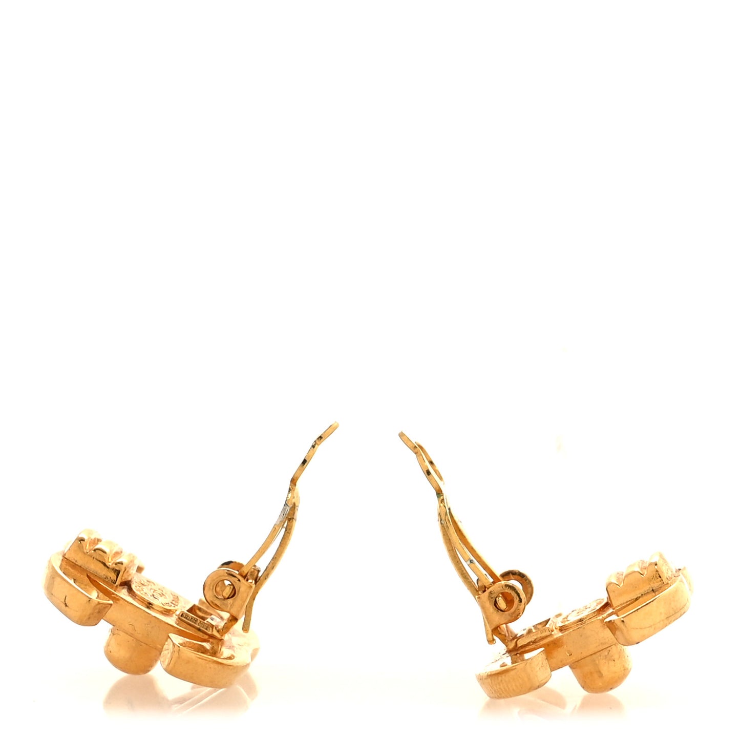 Metal CC Turnlock Clip On Earrings Gold