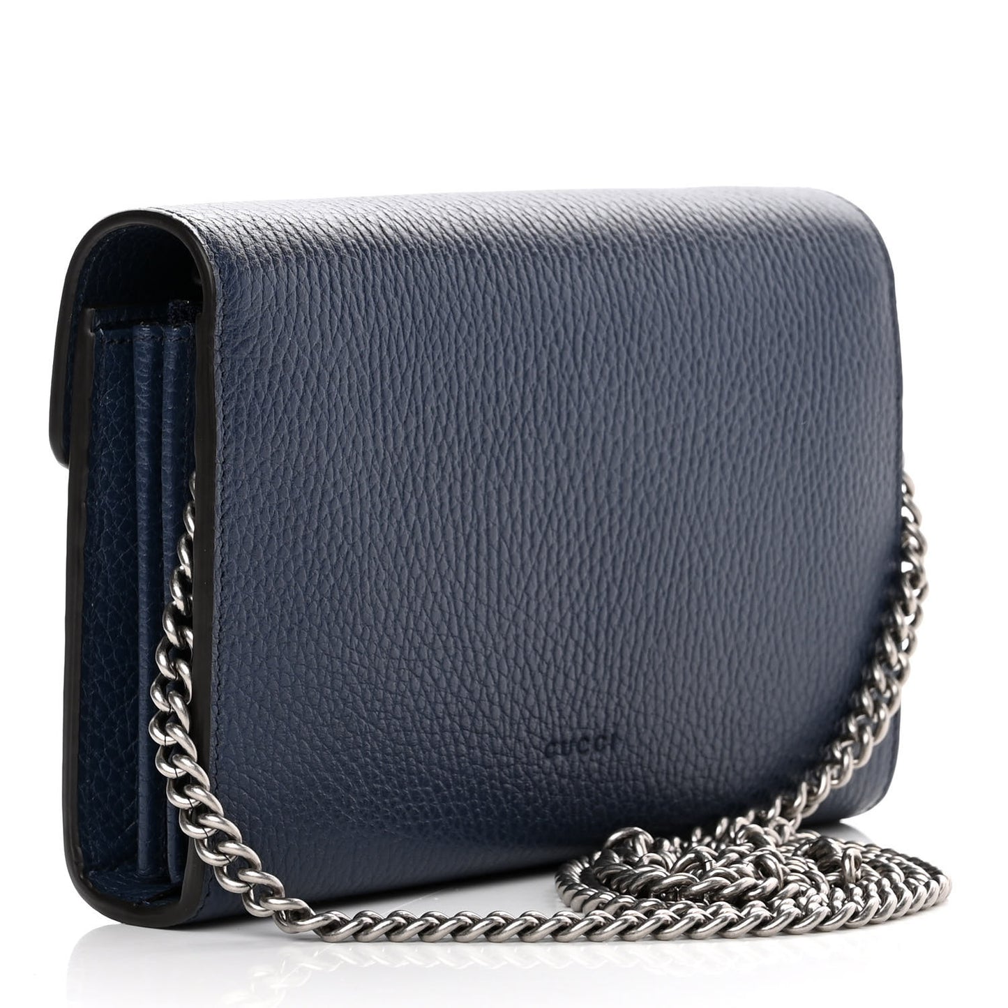 Dollar Calfskin Crystal Mini Dionysus Chain Wallet Blue Agata Black Diamond
