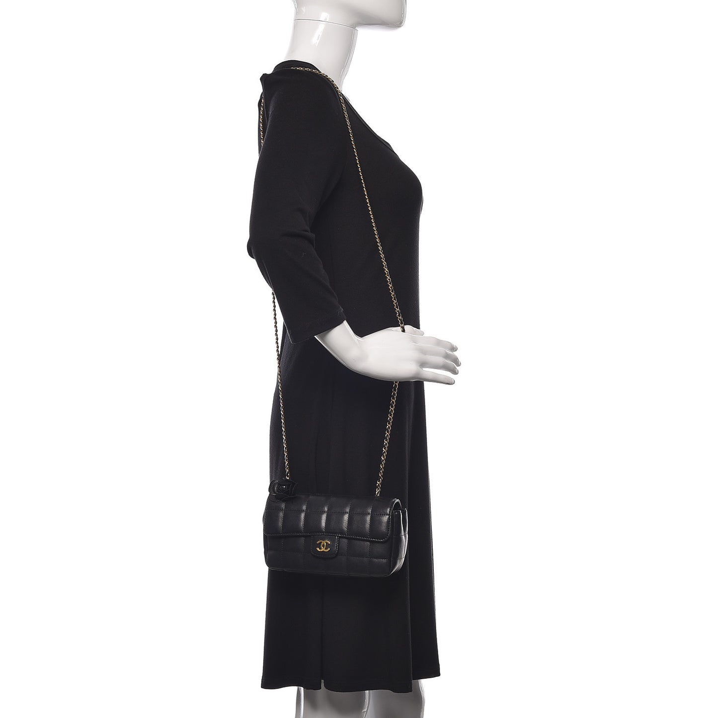Lambskin Quilted Mini Chocolate Bar Camellia Flap Black