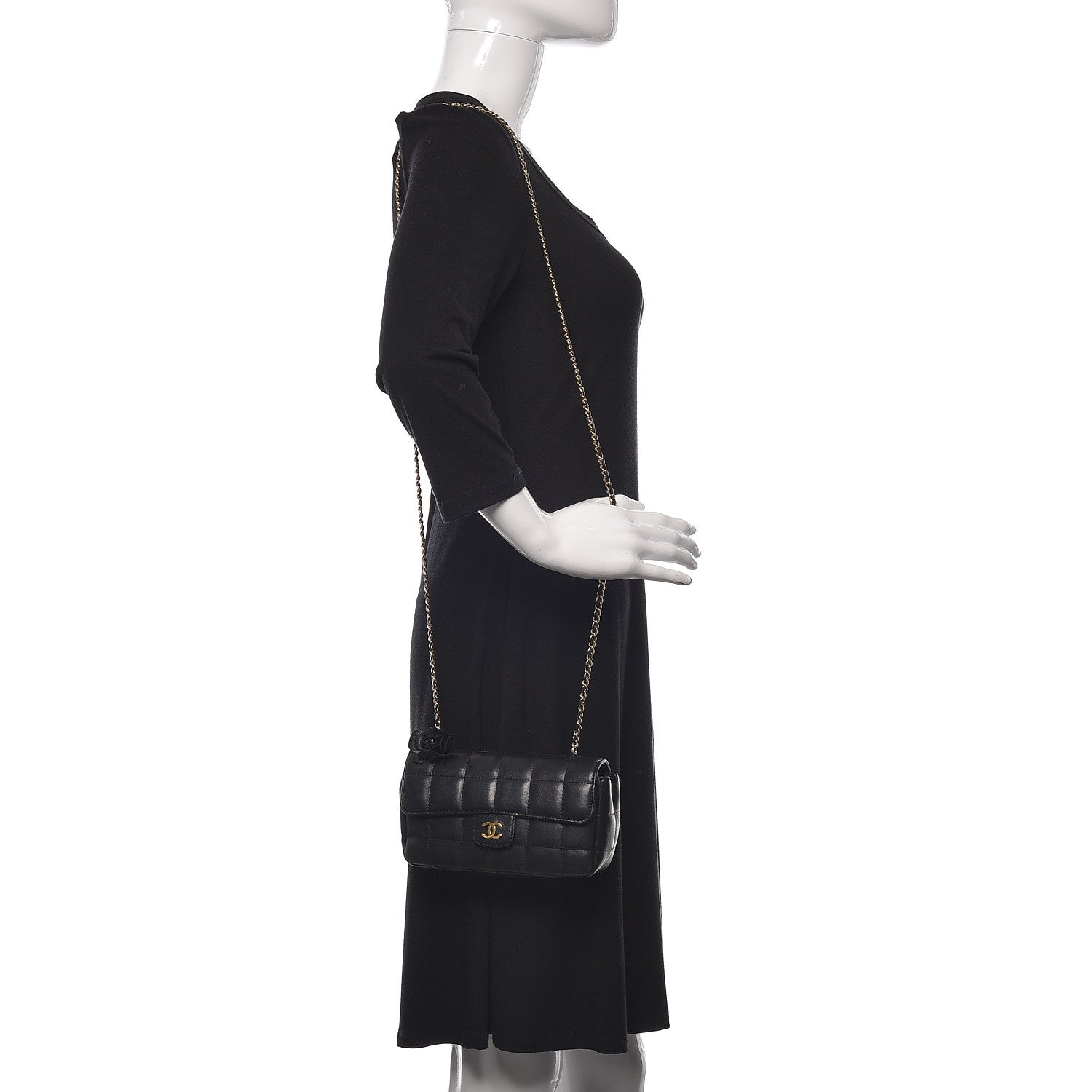 Chanel Lambskin Quilted Mini Chocolate Bar Camellia Flap Black 2 of 11