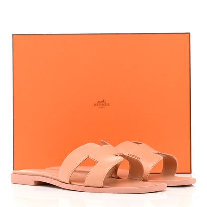 Hermes Box Calfskin Oran Sandals 37 Granit Rose 9 of 9