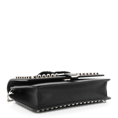 Fendi Vitello Elite Mink Fur Studded Karlito Tube Wallet on Chain Black 4 of 11