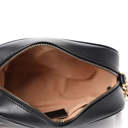 Gucci Calfskin Matelasse Small GG Marmont Chain Shoulder Bag Black 5 of 12