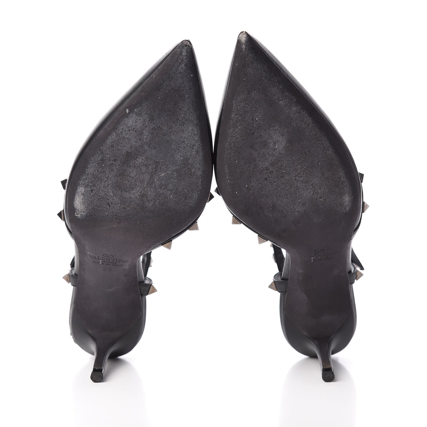Valentino Garavani Nappa Rockstud Ankle Strap Low Heel Pumps 39 Black 5 of 13
