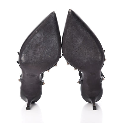 Valentino Garavani Nappa Rockstud Ankle Strap Low Heel Pumps 39 Black 5 of 13