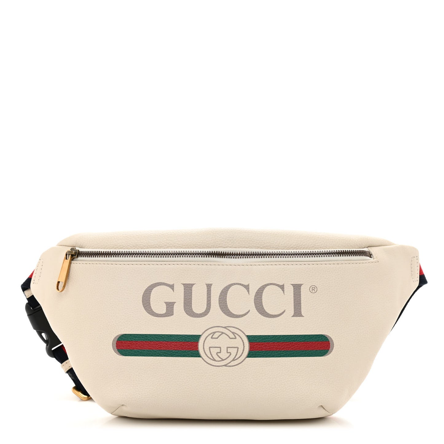 Grained Calfskin Logo Belt Bag White