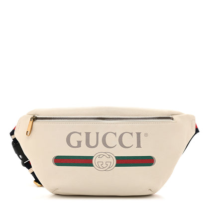 Gucci Grained Calfskin Logo Belt Bag White 1 of 8
