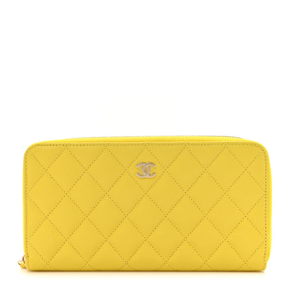Chanel Caviar Quilted Large Gusset Zip Around Wallet Yellow 1 of 9