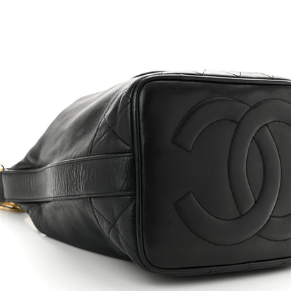 Chanel Lambskin Quilted Drawstring Bucket Bag Black 8 of 10