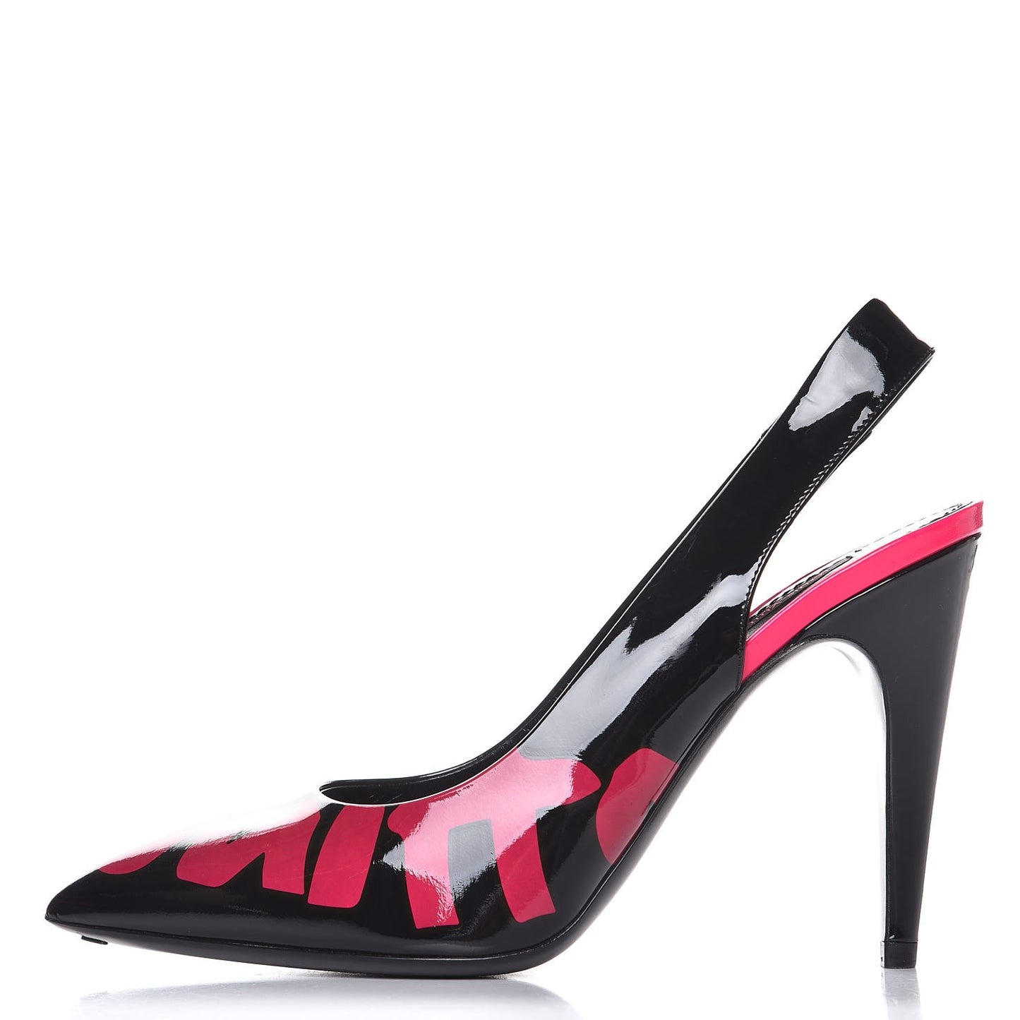 Patent Graffiti Slingback Pumps 38.5 Black Pink