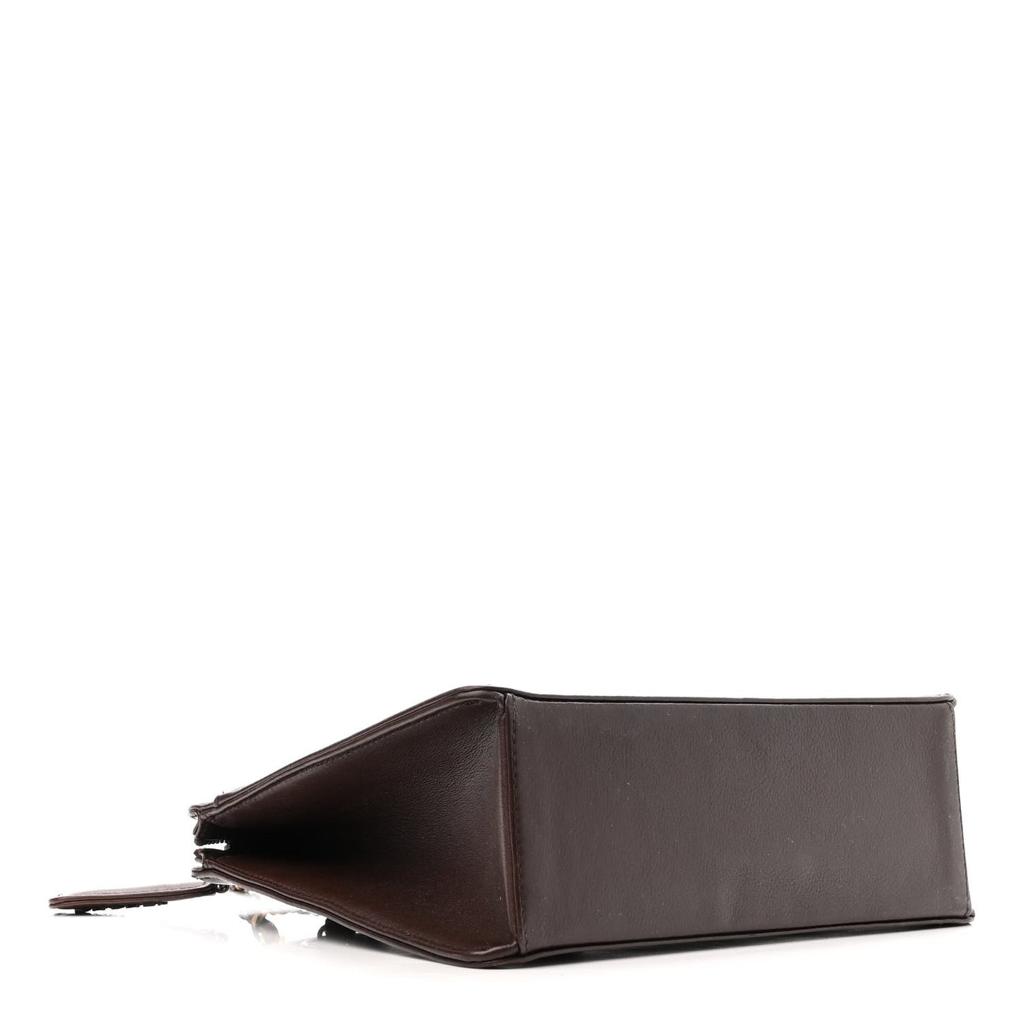 Lambskin CC Top Handle Bag Dark Brown