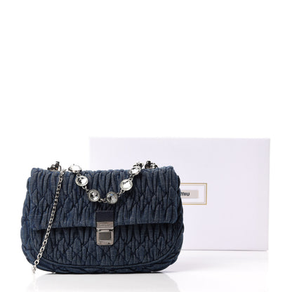 Miu Miu Denim Matelasse Crystal Chain Crossbody Bag Blue 11 of 11