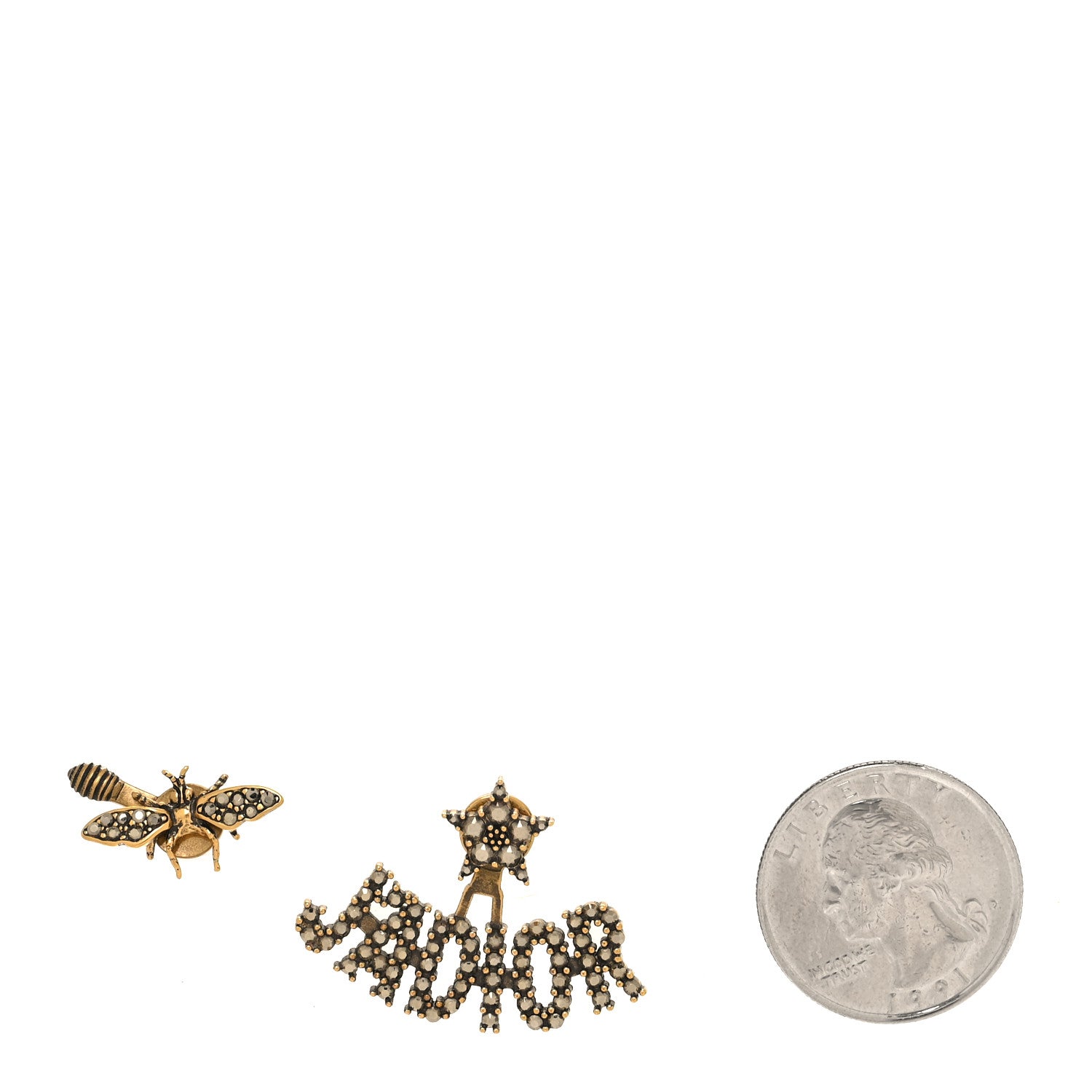 Christian Dior Metal Crystal J'Adior Earrings Aged Gold 2 of 4