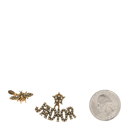 Christian Dior Metal Crystal J'Adior Earrings Aged Gold 2 of 4
