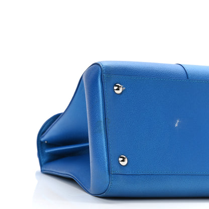 Delvaux Metallic Grained Calfskin MM Brillant Satchel Satin Electric 10 of 12