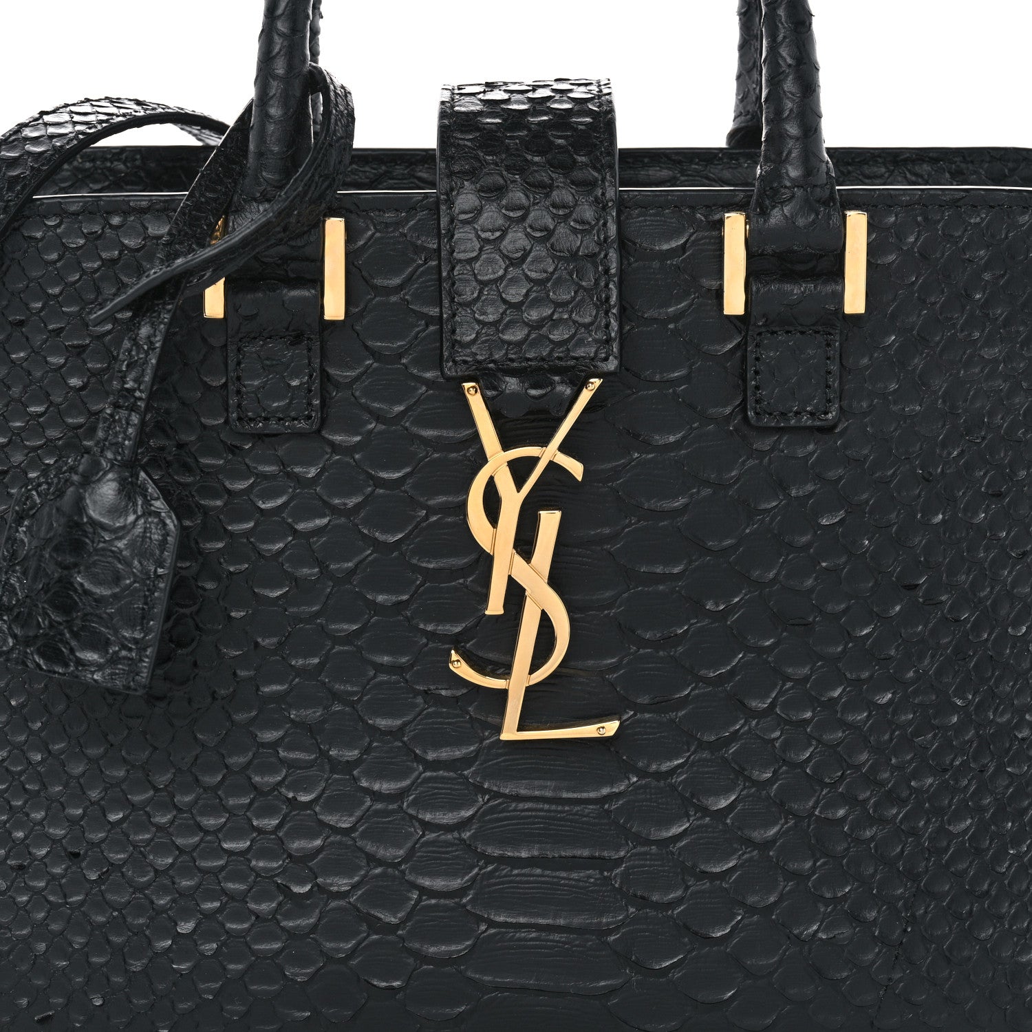 Saint Laurent Python Calfskin Embossed Monogram Baby Cabas Black 7 of 12