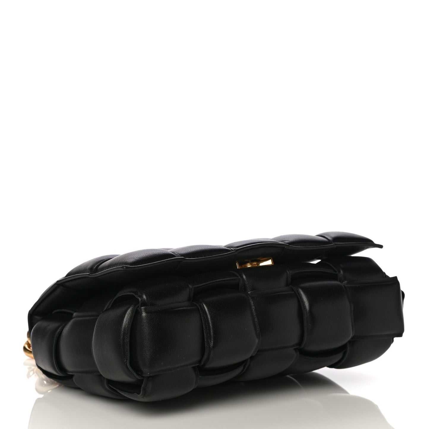 Lambskin Maxi Intreccio Padded Chain Cassette Crossbody Bag Black