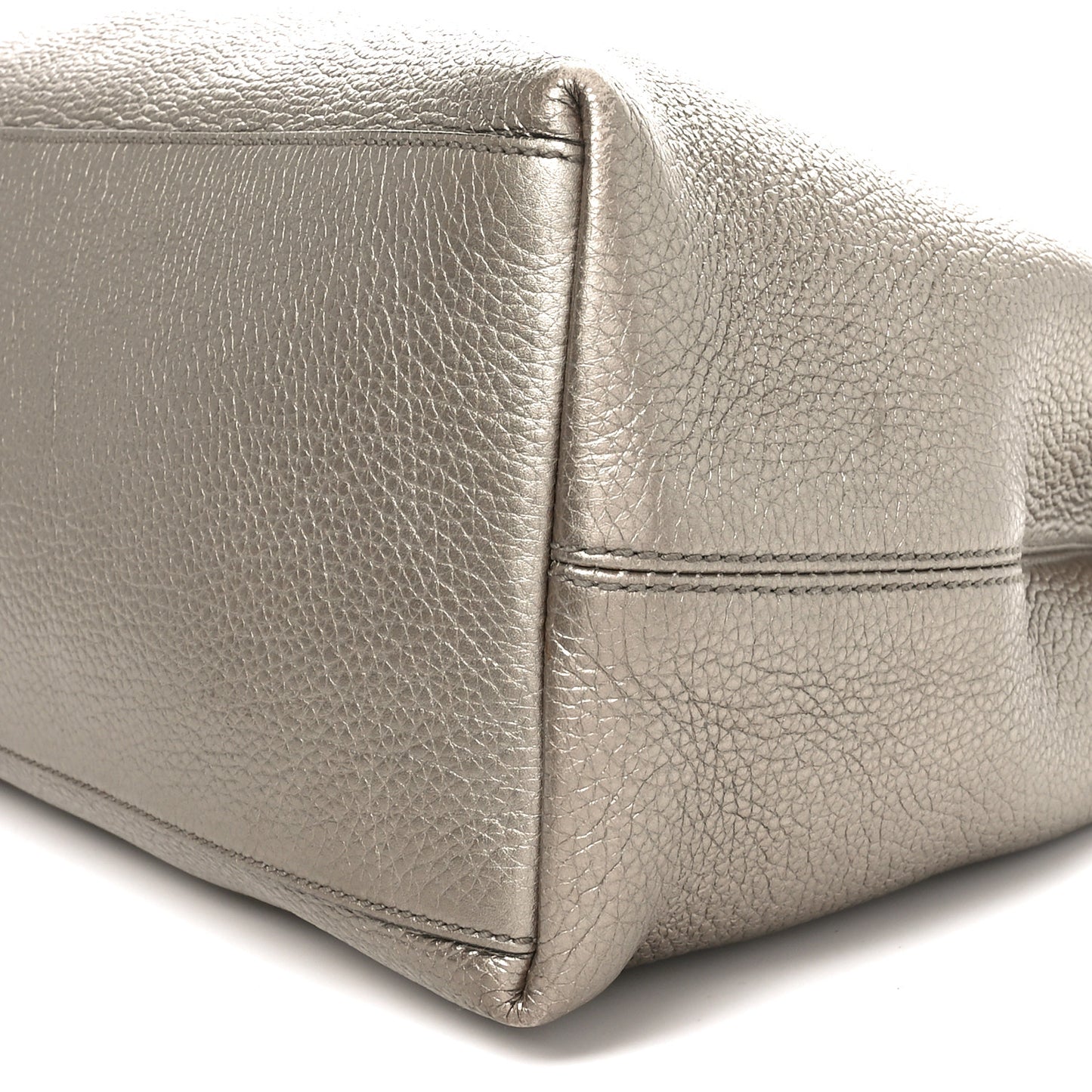 Metallic Pebbled Calfskin Medium Soho Chain Shoulder Bag Golden Beige