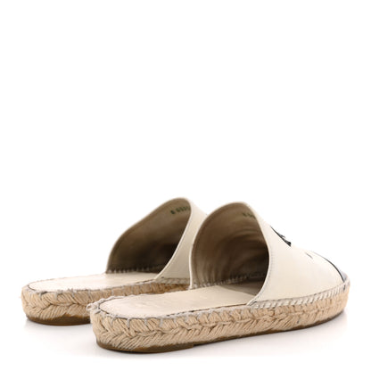 Chanel Iridescent Goatskin CC Espadrille Mules 38 Ivory Black 5 of 12