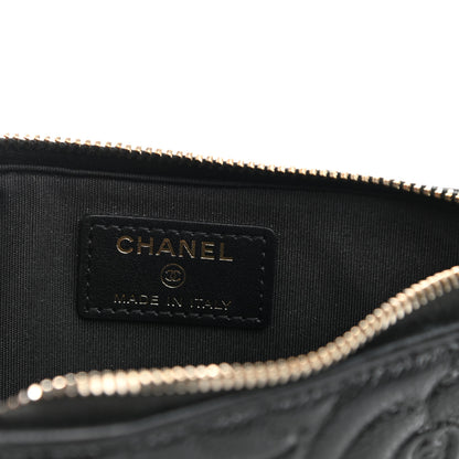 Chanel Caviar Camellia Embossed Classic Flat Wallet Pouch Black 6 of 9