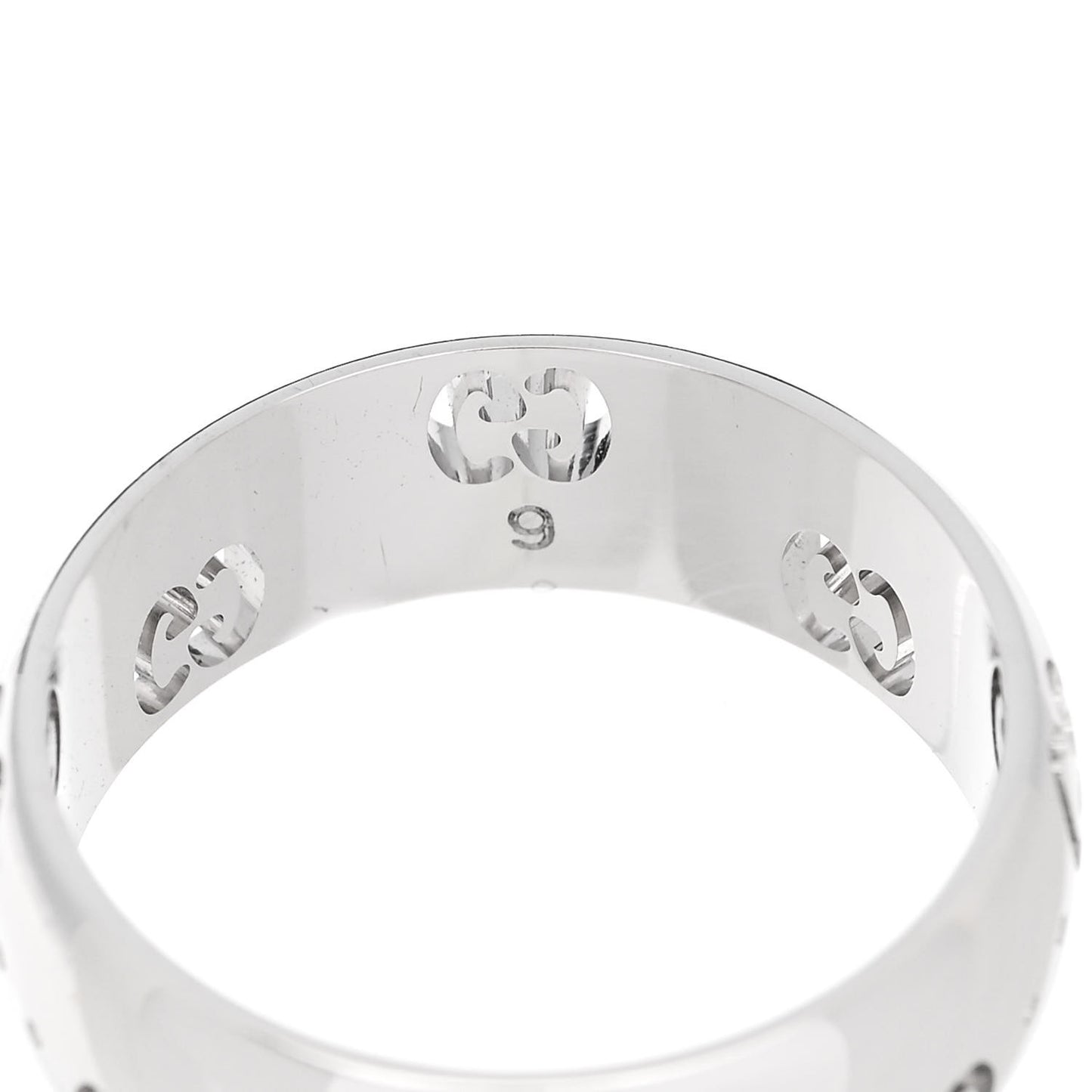 18K White Gold 6mm Icon Band Ring 49 4.75