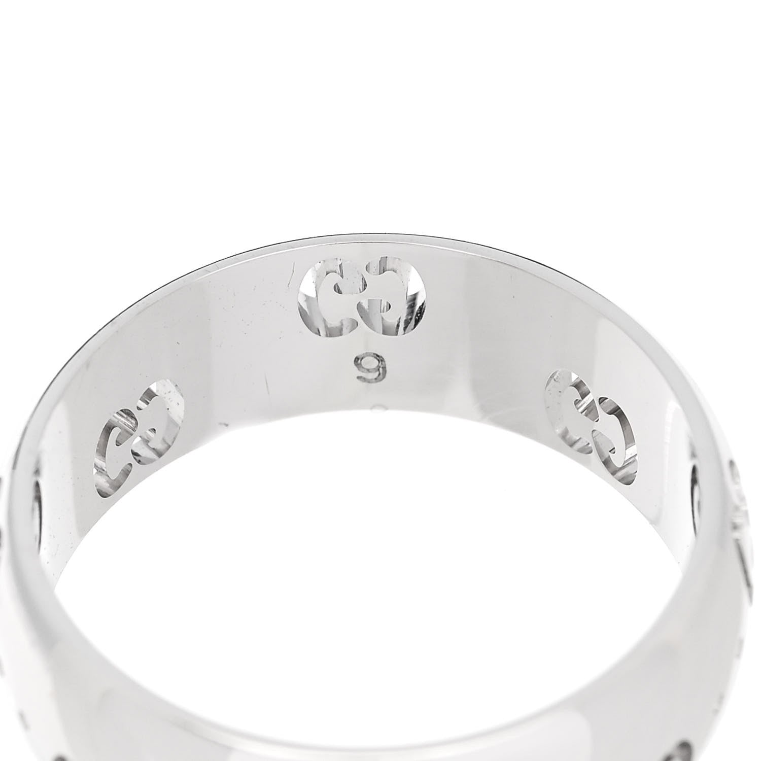 Gucci 18K White Gold 6mm Icon Band Ring 49 4.75 6 of 7