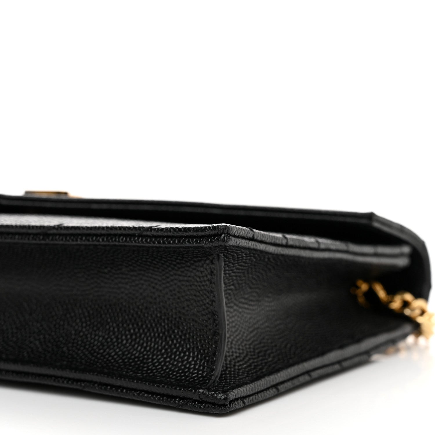Saint Laurent Grain De Poudre Matelasse Chevron Monogram Envelope Chain Wallet Black 10 of 10