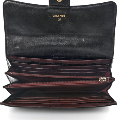 Chanel Lambskin Quilted Large Gusset Flap Wallet Black 5 of 24