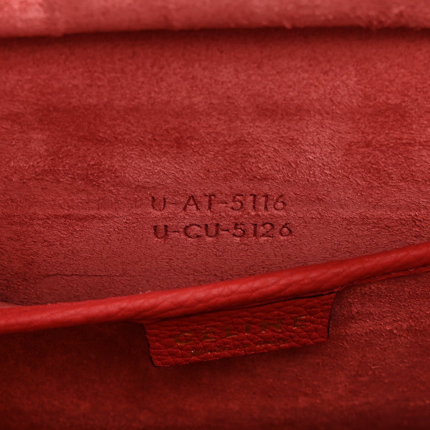 Celine Drummed Calfskin Nano Luggage Red 7 of 10