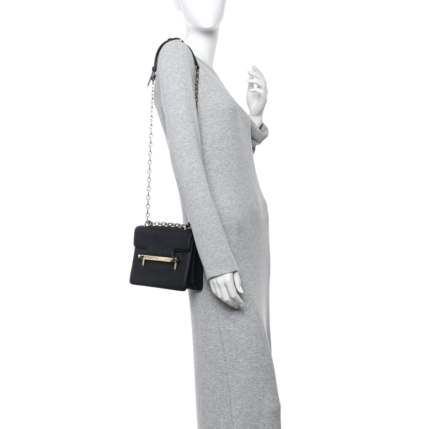 Grainy Calfskin Medium VLTN Uptown Shoulder Bag Black