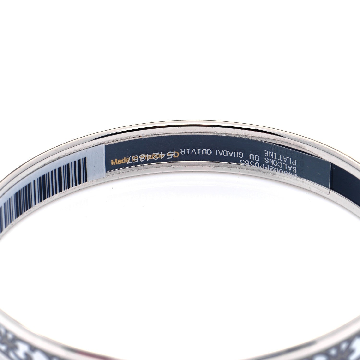 Hermes Enamel Printed Narrow Balcons Du Guadalquivir Bracelet 65 Platine 6 of 7