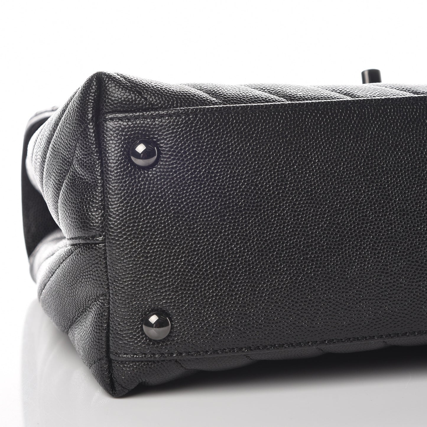 Caviar Chevron Quilted Small Coco Handle Flap So Black